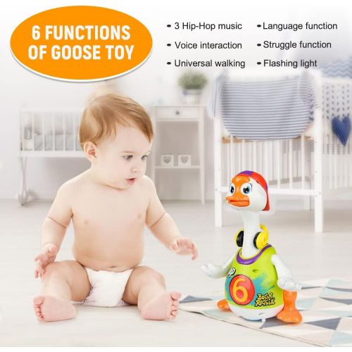  Woby Hip Hop Dancing Walking Swing Goose Musical Educational Gift Toy for 1 Year Old Toddlers Green