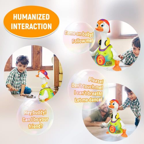  Woby Hip Hop Dancing Walking Swing Goose Musical Educational Gift Toy for 1 Year Old Toddlers Green