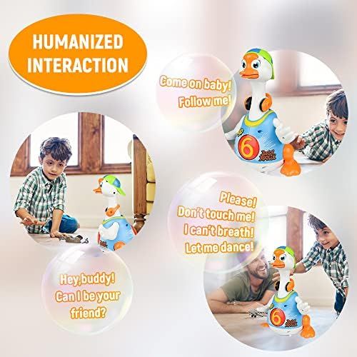  Woby Hip Hop Dancing Walking Swing Goose Musical Educational Gift Toy for 1 Year Old Toddlers Blue