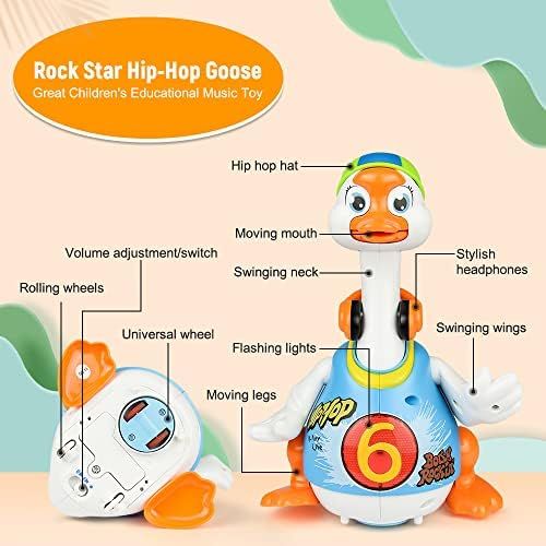  Woby Hip Hop Dancing Walking Swing Goose Musical Educational Gift Toy for 1 Year Old Toddlers Blue