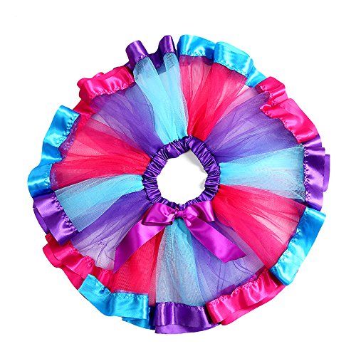  Wocau Little Girls Layered Unicorn Rainbow Tutu Skirt Dress up with Headband Hair Bows