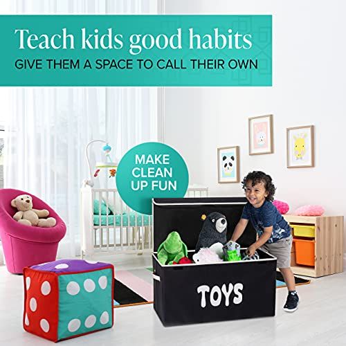  [아마존베스트]Woffit Toy Storage Organizer Chest for Kids & Living Room, Nursery, Playroom, Closet etc.  Extra Large Collapsible Toys Bin with Flip-top lid for Children & Dog Toys, Great Box fo