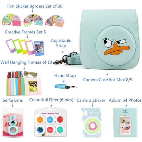  WOGOZAN for Fujifilm Instax Mini 9/8 Instant Film Camera Leather Case Suit with Case, Photo Album, Filters and Other 6 Accessories 9 Items