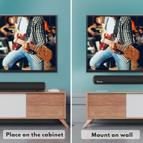  Wohome Sound Bar S88 20-Inch 50W Audio Stereo Home Theater Soundbar Speaker, with Bluetooth 5.0, 3D Surround Sound, 3 EQs, Optical/Aux/Coaxial/HDMI/USB, Compatible with 4K & HD & S