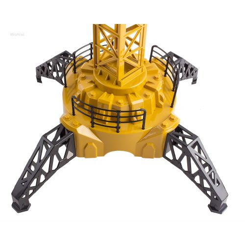  WolVol 50 inch Tall Wired Remote Control Crawler Crane Toy for Boys, Log & Bucket Lift Up Construction Activity Playset, with Working Tower Light - Adjustable Height