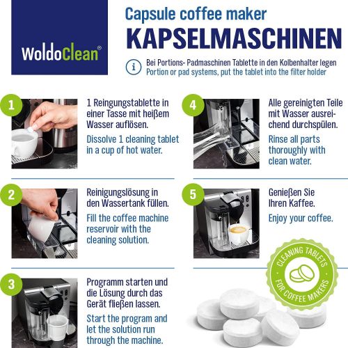  WoldoClean Cleaning Tablets 10 x 2 g for Fully Automatic Coffee Machine ? Compatible and Tested for Siemens, Melitta, Jura, Philips, DeLonghi, Saeco