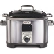 Wolf Gourmet WGSC120S Programmable Multi Function Cooker with Temperature Probe - Slow Cooker, Rice Cooker, Saute, Sear, Sous Vide, Stainless Steel with Grey Knob (Grey)