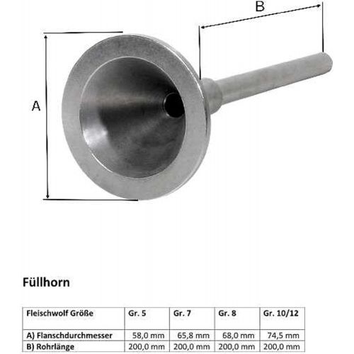  WolfCut Wurstfueller Inox, fuer Fleischwolf Groesse 5-30,00 MM Rohrdurchmesser, Metzgerqualitat