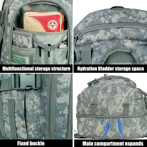  WolfWarriorX Men Backpacks Large Capacity Military Tactical Hiking Expandable 39L-60L Backpack