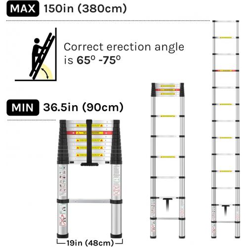  [아마존 핫딜] [아마존핫딜]WolfWise Aluminum Telescopic Extension Multi-Purpose Ladder, 12.5FT, 330lbs Capacity
