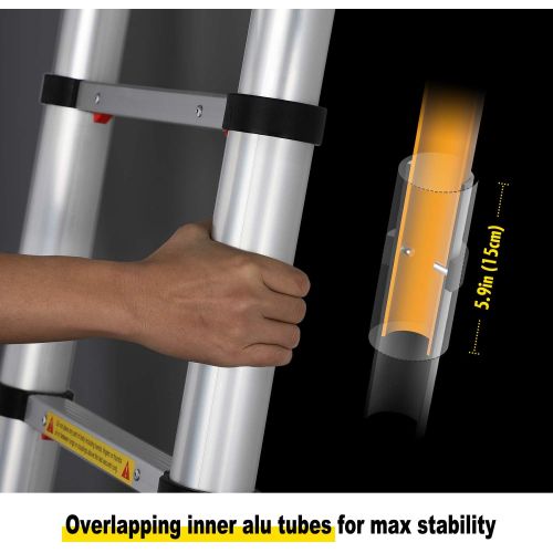  [아마존 핫딜] [아마존핫딜]WolfWise Aluminum Telescopic Extension Multi-Purpose Ladder, 12.5FT, 330lbs Capacity