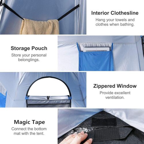  WolfWise 6.6FT Portable Pop Up Shower Privacy Tent Spacious Dressing Changing Room for Toilet Camping Biking Beach