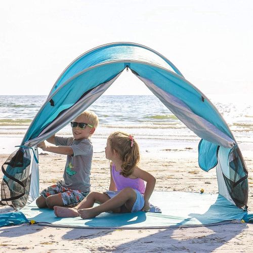  WolfWise UPF 50+ Easy Pop Up 3-4 Person Beach Tent Sport Umbrella Instant Sun Shelter Tent Sun Shade Baby Canopy