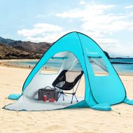 WolfWise UPF 50+ Easy Pop Up 3-4 Person Large Beach Tent Sun Shelter Tent Baby Canopy Portable Sun Shade Instant Tent for Beach
