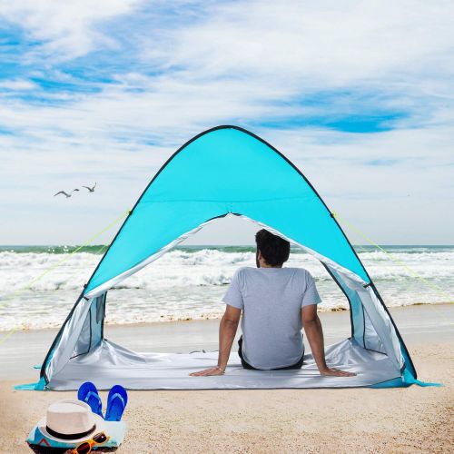  WolfWise UPF 50+ Easy Pop Up 3-4 Person Large Beach Tent Sun Shelter Tent Baby Canopy Portable Sun Shade Instant Tent for Beach