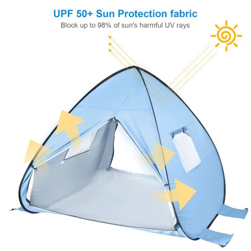  WolfWise UPF 50+ Easy Pop Up Beach Tent Sun Shelter Portable Baby Canopy Quick Instant Automatic Sport Umbrella Sun Shade