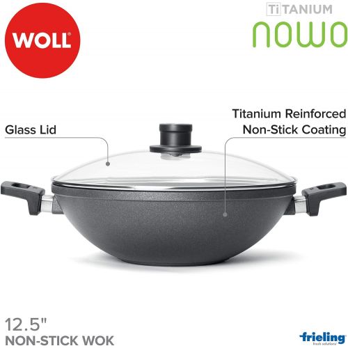  Woll 1132NL Titanium Nowo Guss-Wok oe 32 cm, 11 cm hoch mit 2 Seitengriffen inklusiv Sicherheitsglasdeckel
