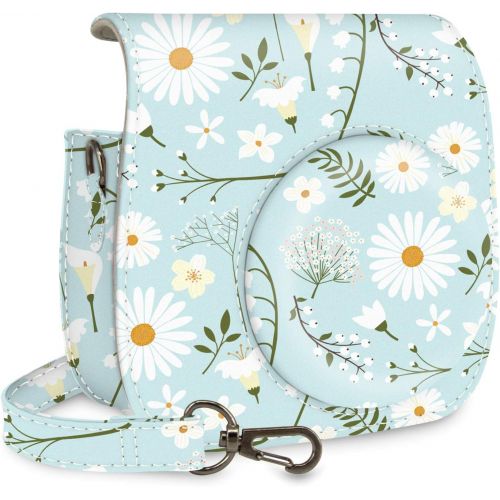  Wolven Protective Case Bag Purse Compatible with Mini 11 Mini 9 Mini 8 Mini 8+ Camera, Blue Flower Floral