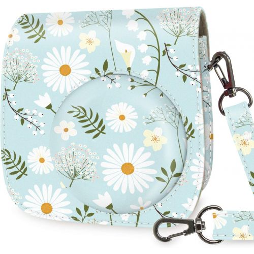  Wolven Protective Case Bag Purse Compatible with Mini 11 Mini 9 Mini 8 Mini 8+ Camera, Blue Flower Floral