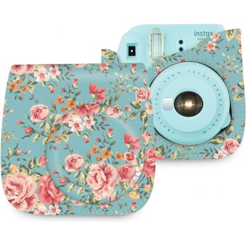  Wolven Protective Case Bag Purse Compatible with Mini 11 Mini 9 Mini 8 Mini 8+ Camera, Retro Flower Floral