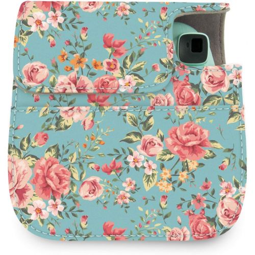  Wolven Protective Case Bag Purse Compatible with Mini 11 Mini 9 Mini 8 Mini 8+ Camera, Retro Flower Floral