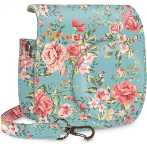  Wolven Protective Case Bag Purse Compatible with Mini 11 Mini 9 Mini 8 Mini 8+ Camera, Retro Flower Floral