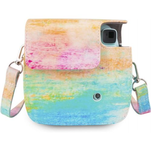  WOLVEN Protective Case Bag Purse Compatible with Mini 7C 7S Camera, Watercolor Pattern