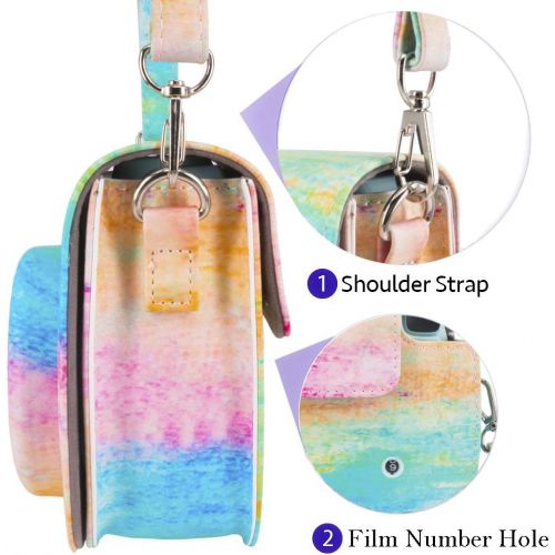 WOLVEN Protective Case Bag Purse Compatible with Mini 7C 7S Camera, Watercolor Pattern