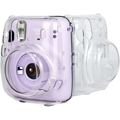  Wolven Crystal Camera Case w Adjustable Rainbow Shoulder Strap Compatible with Fujifilm Mini 11 Camera, Clear