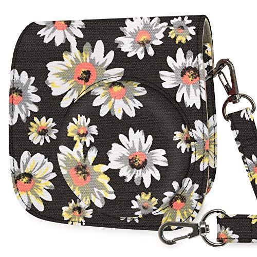  Wolven Protective Case Bag Purse Compatible with Mini 11 Mini 9 Mini 8 Mini 8+ Camera, Black Flower Floral