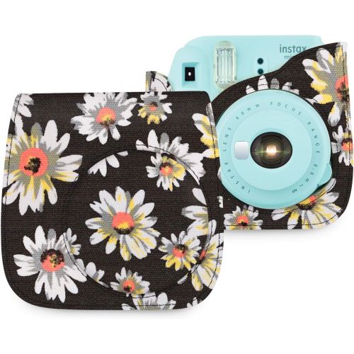  Wolven Protective Case Bag Purse Compatible with Mini 11 Mini 9 Mini 8 Mini 8+ Camera, Black Flower Floral