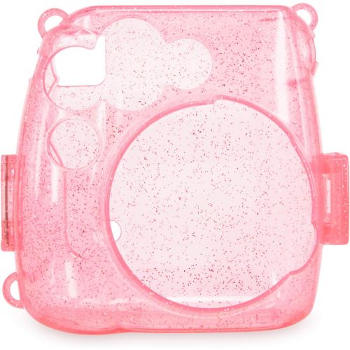  Wolven Crystal Camera Case w Adjustable Rainbow Shoulder Strap Compatible with Fujifilm Mini 8 Mini 8+ Mini 9 Camera, Pink Crystal