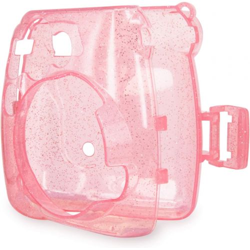  Wolven Crystal Camera Case w Adjustable Rainbow Shoulder Strap Compatible with Fujifilm Mini 8 Mini 8+ Mini 9 Camera, Pink Crystal