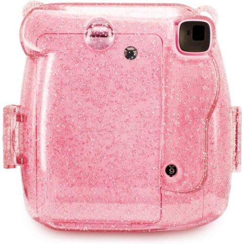  Wolven Crystal Camera Case w Adjustable Rainbow Shoulder Strap Compatible with Fujifilm Mini 8 Mini 8+ Mini 9 Camera, Pink Crystal