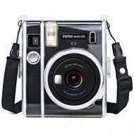 Wolven Clear Camera Case w Adjustable Rainbow Shoulder Strap Compatible with Fujifilm Mini 40