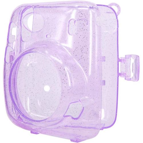  Wolven Crystal Camera Case w Adjustable Rainbow Shoulder Strap Compatible with Fujifilm Mini 11 Camera, (CPurple)