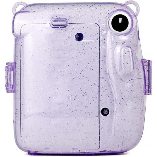  Wolven Crystal Camera Case w Adjustable Rainbow Shoulder Strap Compatible with Fujifilm Mini 11 Camera, (CPurple)