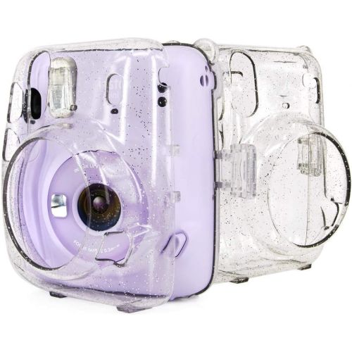  Wolven Crystal Camera Case w Adjustable Rainbow Shoulder Strap Compatible with Fujifilm Mini 11 Camera, Crystal