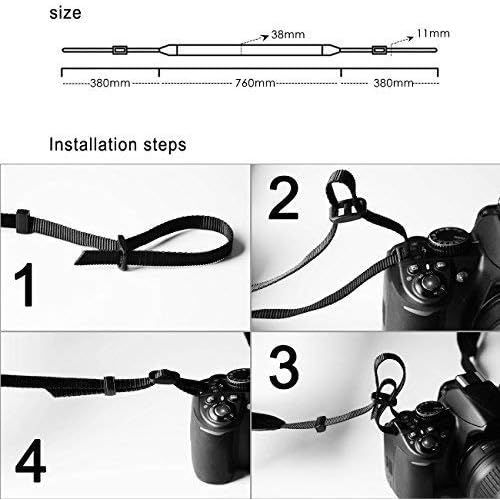  Wolven Pattern Cotton Camera Neck Shoulder Strap Belt Compatible with DSLR/SLR/Men/Women etc, Black Rose