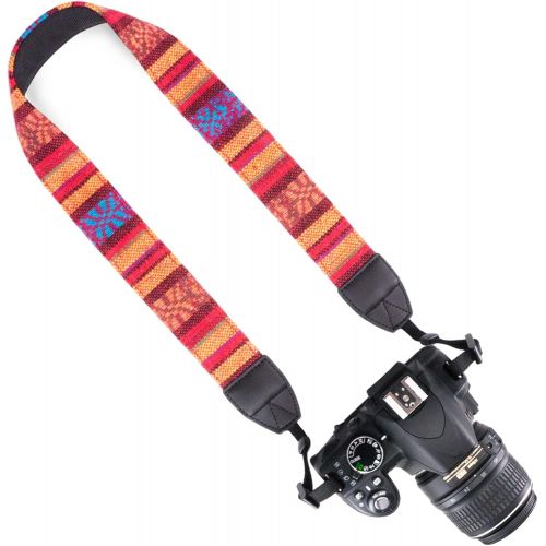  Wolven Pattern Canvas Camera Neck Shoulder Strap Belt Compatible with All DSLR/SLR/Men/Women etc, Fire Red