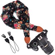 Wolven Soft Scarf Camera Neck Shoulder Strap Belt Compatible with All DSLR/SLR/Digital Camera (DC) / Instant Camera Etc, Black Rose