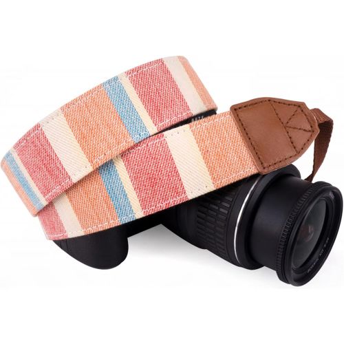  Wolven Pattern Canvas Camera Neck Shoulder Strap Belt Compatible with All DSLR/SLR/Men/Women etc, (Pink Owl)