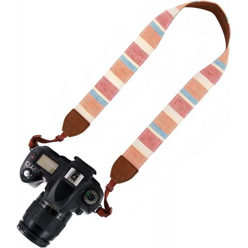  Wolven Pattern Canvas Camera Neck Shoulder Strap Belt Compatible with All DSLR/SLR/Men/Women etc, (Pink Owl)
