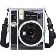 Wolven Clear Camera Case w Adjustable Rainbow Shoulder Strap Compatible with Fujifilm Mini 40