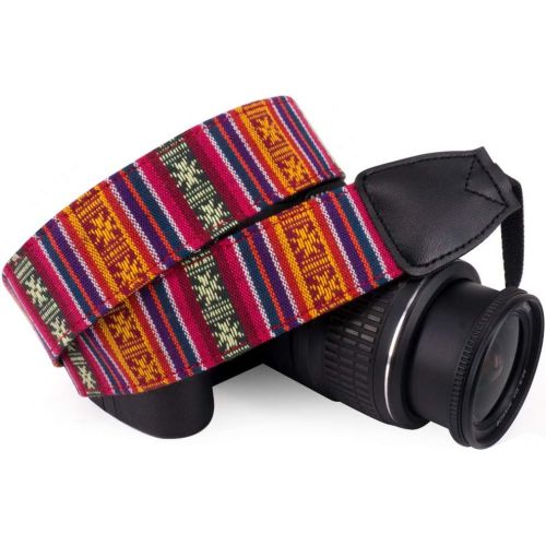  Wolven Pattern Canvas Camera Neck Shoulder Strap Belt Compatible with All DSLR/SLR/Men/Women etc, (B)