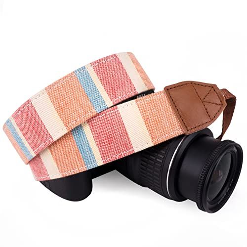  Wolven Pattern Canvas Camera Neck Shoulder Strap Belt Compatible with All DSLR/SLR/Men/Women etc, (Pink Owl)