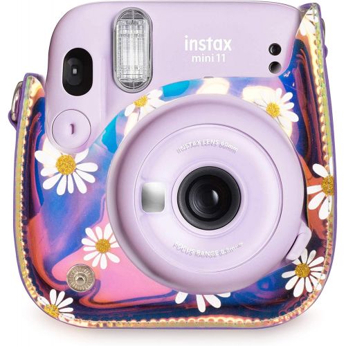  WOLVEN Protective Case Bag Purse Compatible with Mini 11 Mini 9 Mini 8 Mini 8+ Mini 11 Camera, Purple Clear Floral