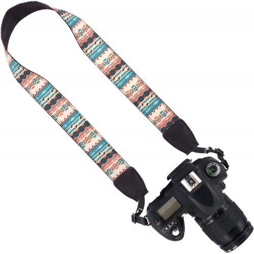 Wolven Pattern Canvas Camera Neck Shoulder Strap Belt Compatible with All DSLR/SLR/Men/Women etc, Yellow Pattern