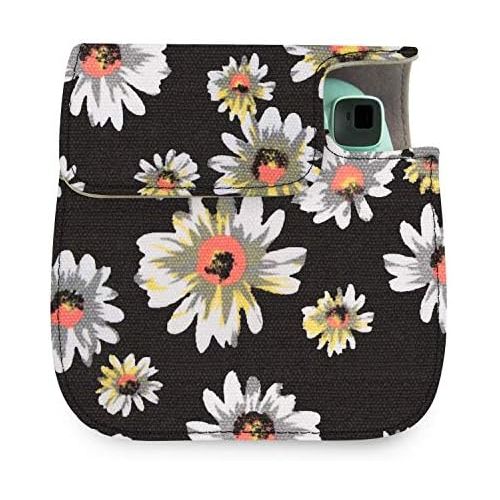  Wolven Protective Case Bag Purse Compatible with Mini 11 Mini 9 Mini 8 Mini 8+ Camera, Black Flower Floral