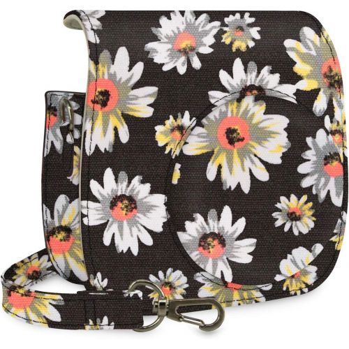  Wolven Protective Case Bag Purse Compatible with Mini 11 Mini 9 Mini 8 Mini 8+ Camera, Black Flower Floral